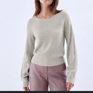 Aritzia Babaton Grey Column Wool Blend Balloon Sweater